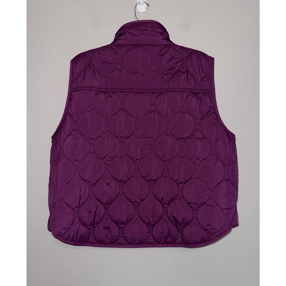 Lou & Grey Quilted Pocket Vest Puffer Luxe Purple Snaps Funnel Collar Size XXL - Picture 3 of 12